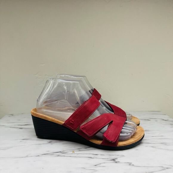 Vionic Park Deanna Red Leather Slide Sandals Women’s Size 6.5 - Picture 4 of 11